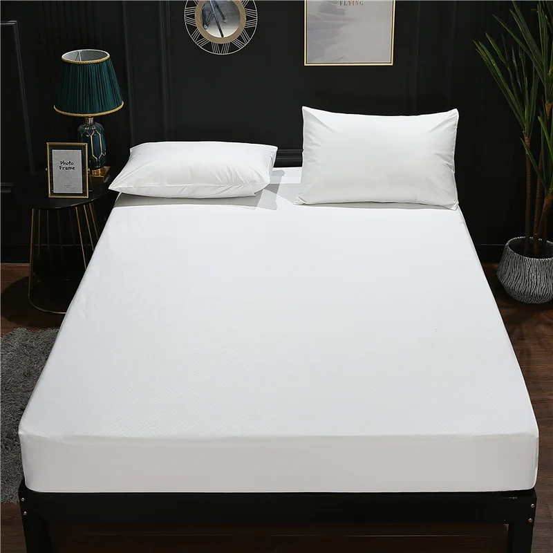 

The New Product Rayon Embossed Waterproof Bed Sheet Solid Color Diaper-Proof Bed Sheet Is Fixed And Fitted With The Mattress Cov