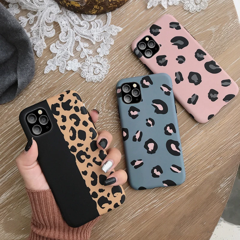 USLION Pink Leopard Phone Protection Case For iPhone 11 12 13 Pro X XR