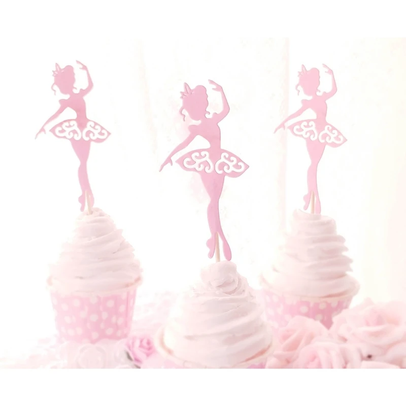 Description Picture 4 of item5 Pcs Cute elf girl Ballerina Skirt Tutus Dress Cake Topper Party Cupcake Flags/Birthday cake with flag wedding Baking Decorate