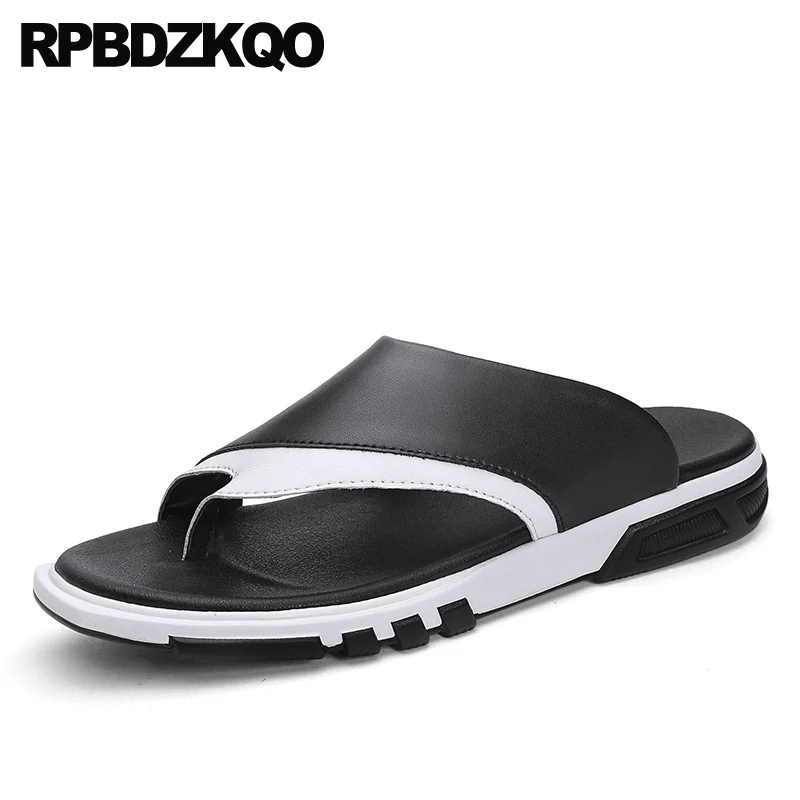 

flip flop fashion open toe black flat white slippers slip on 2019 waterproof slides men sandals leather summer shoes designer