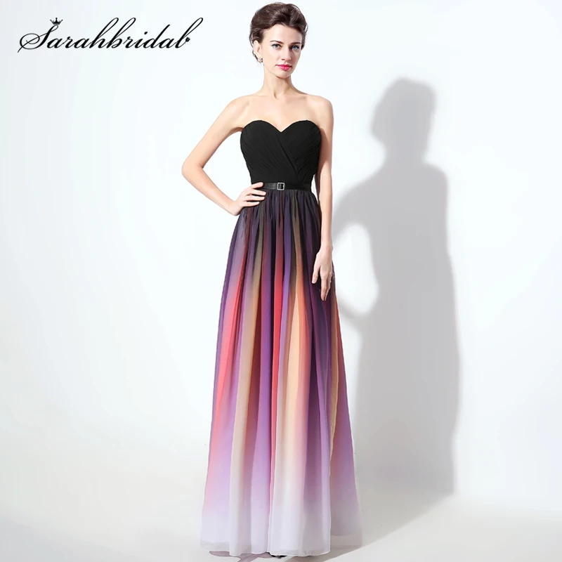

Classic Sweetheart Prom Dress Long Sleeveless Chiffon A Line Color Formal Evening Party Gown Sash Lace up Robe De Soiree SLD315