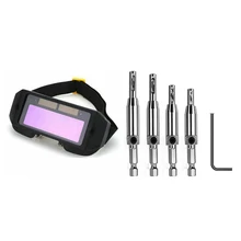 

1Pcs Auto Darkening Welding Helmet Durable & 1 Set Self Centering Hinge Tapper Core Drill Bit Set For Woodworking
