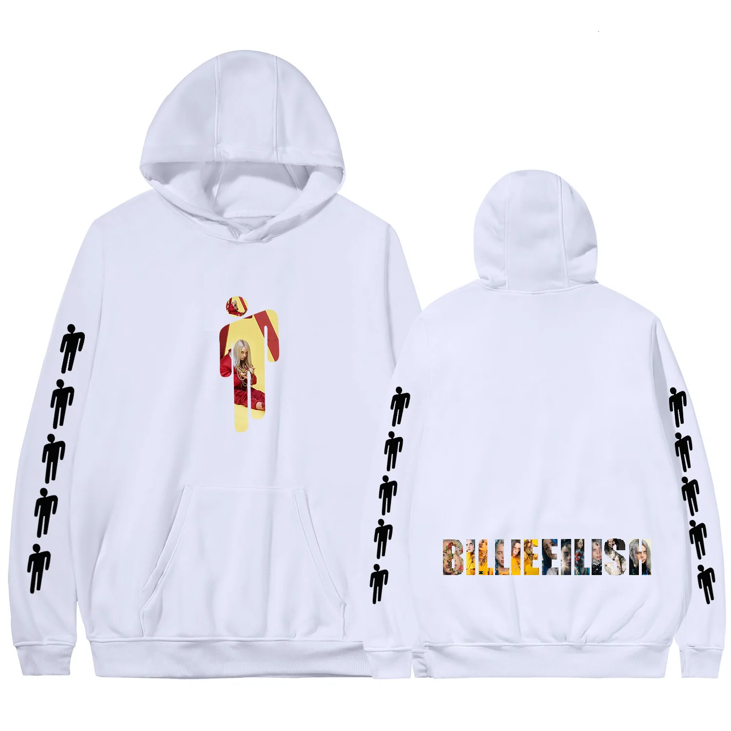 Billie Eilish толстовки, свитшоты, куртки на каждый день больше размера d Толстовка размера плюс 4XL товар Повседневная модная одежда - Цвет: White-4