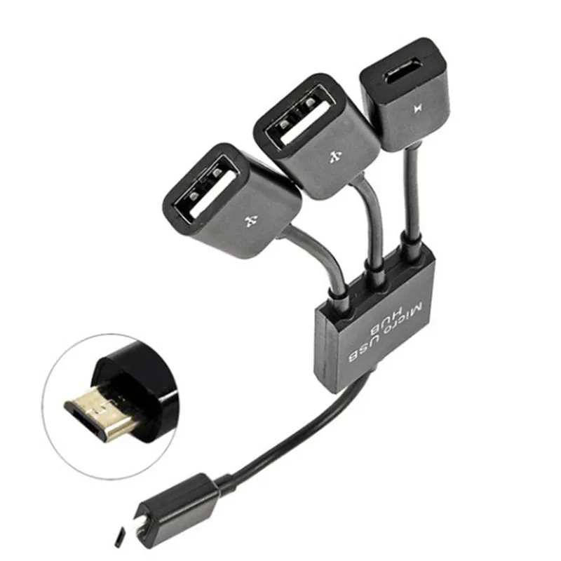 Горячая Распродажа 3 в 1 микро USB хост OTG зарядный концентратор Шнур адаптер