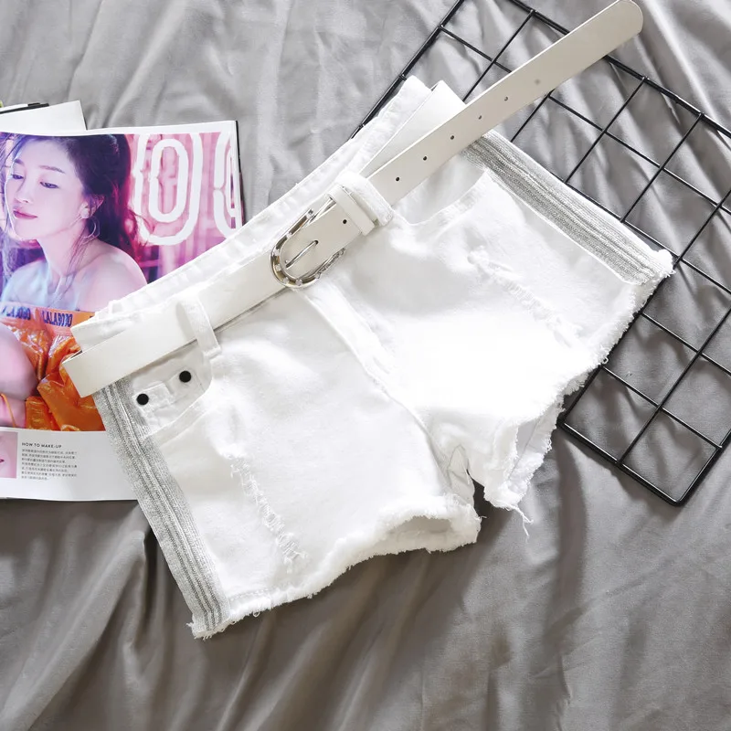 

White Denim Shorts Women's Summer Slim Elastic 2020 New Ultra-short Sexy Hip Hips European and American Wild Denim Shorts