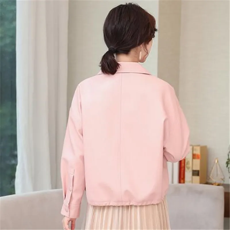Bestselling New Soft Sheepskin Autumn Clothing Short Jacket Women Coat Student Loose Motorcycle Jacket Women Leather Jacket