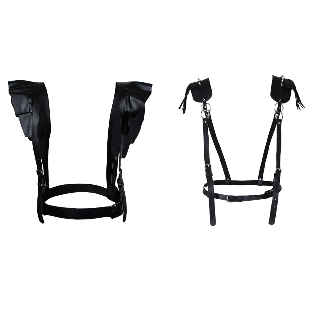 Lady Leather Pin Buckle Tassel Suspender Waist Belt Waspie Corset Cinch Cosplay Costume Tied Waspie Corset Shirt Braces