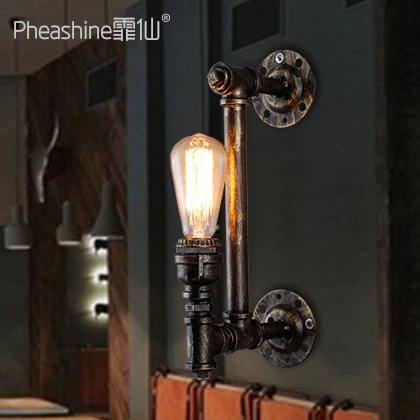 

Retro nostalgic aisle staircase corridor creative lamps and lanterns American simple bronze bar water pipe wall lamps