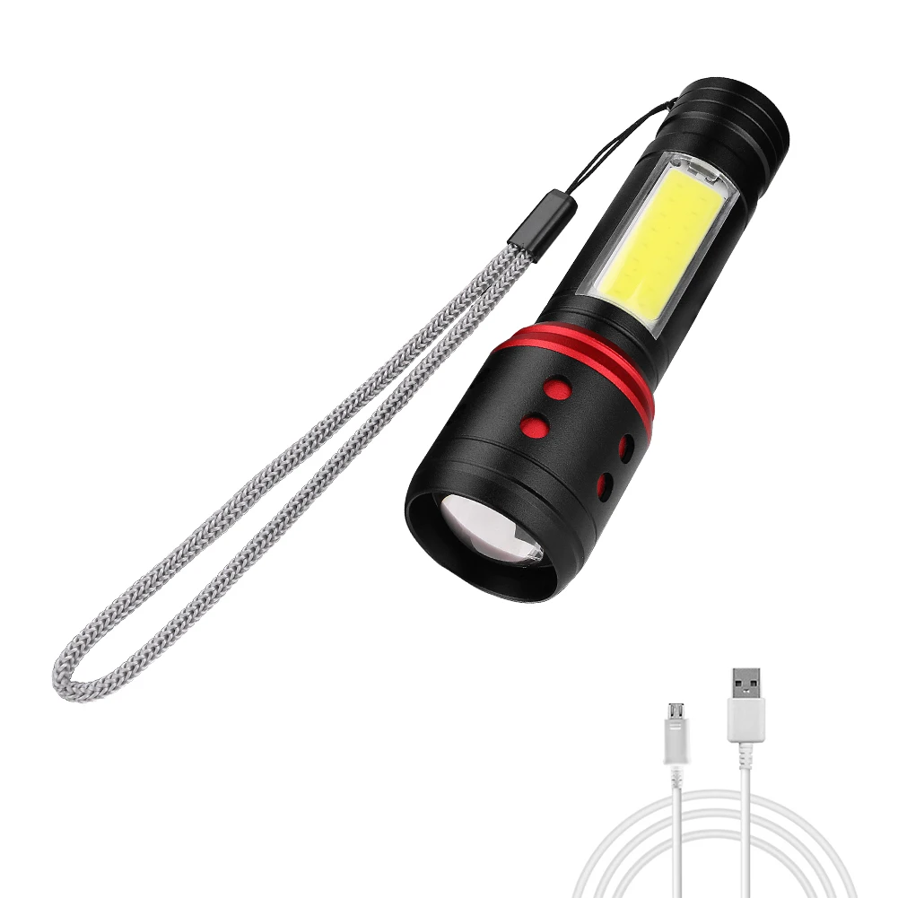 1* T6+ 1* COB светодиодный фонарик 5 режимов 8000 люменов USB Перезаряжаемый 18650 аккумулятор вспышка лампа фонарь Открытый Кемпинг