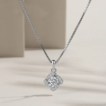 

Genuine S925 sterling silver female Rose flower pendant Korean simple personality zircon fashion Creativity pendant silverware