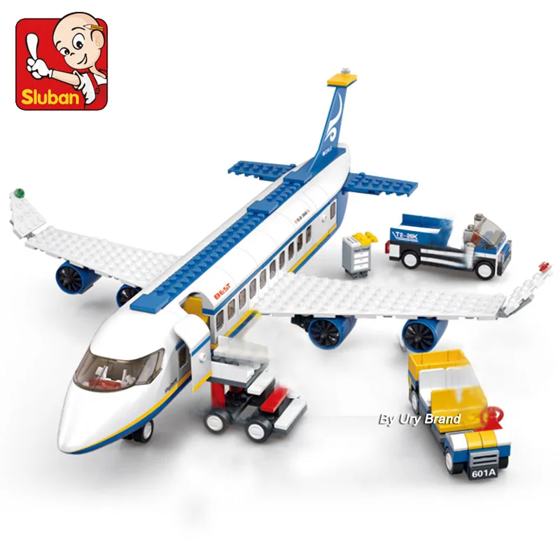Airplane Model Toys Aircraft Building-Blocks Sluban City-Series Kids Gift Children Aviation