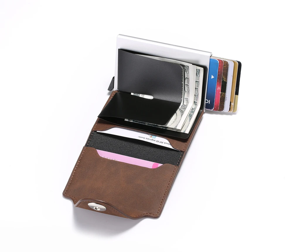 Из искусственной кожи RFID блокирующий держатель для карт Мужской умный бизнес кошелек большой банк держатель кредитной карты Карманный Чехол протектор