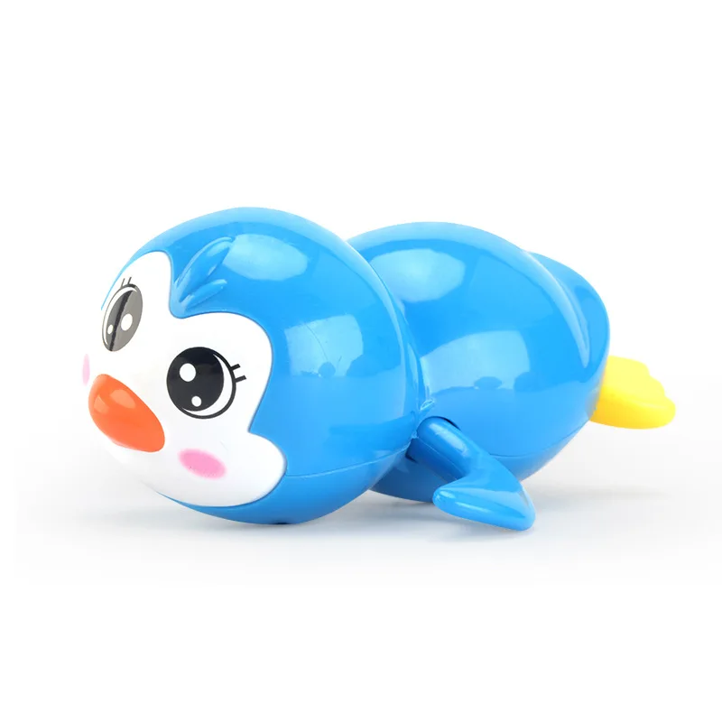 Милые водные игрушки с героями мультфильмов морские животные Черепаха классические детские плавающие Черепашки заводные на цепочке детские пляжные игрушки для ванной - Цвет: blue penguin