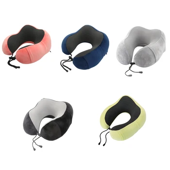 

U Shaped Pillow Travel Nap Neck Supporter with Rope Memory Foam Portable Car Airplane Office Soft Accessories