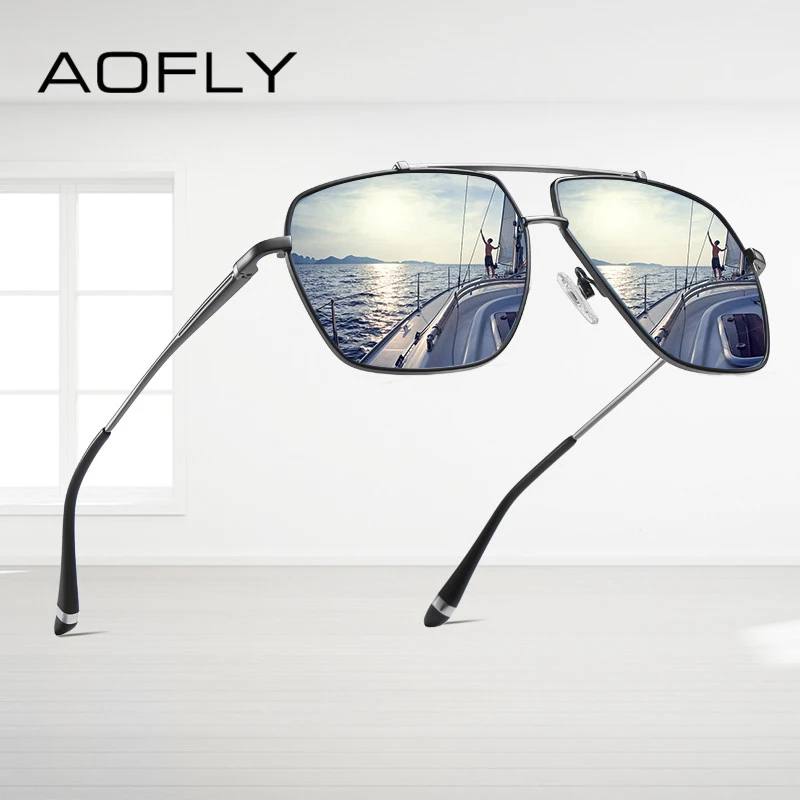 

AOFLY BRAND DESIGN Oversized Polarized Sunglasses Men Metal Frame Fashion Square fishing Driving Sun Glasses Male Female UV400