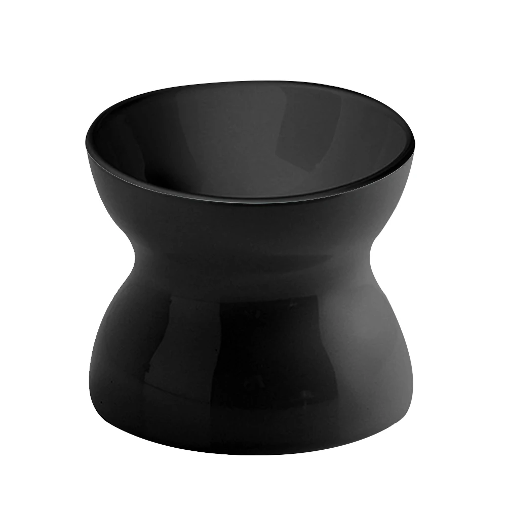 Supplies Pet Feeding Colorful Feeder Cat Bowl Easy Clean Raised Stable Ceramic Drinking Round Dog Water Food Dish Puppy - Цвет: Matte Black