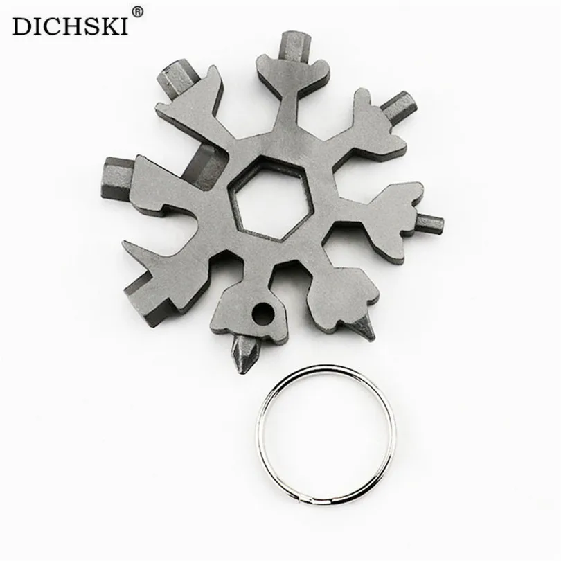 

DICHSKI Tool 18-in-1 Multi-tool Card Combination Compact And Portable Outdoor Products Snowflake Hike Multipurpose Accessories