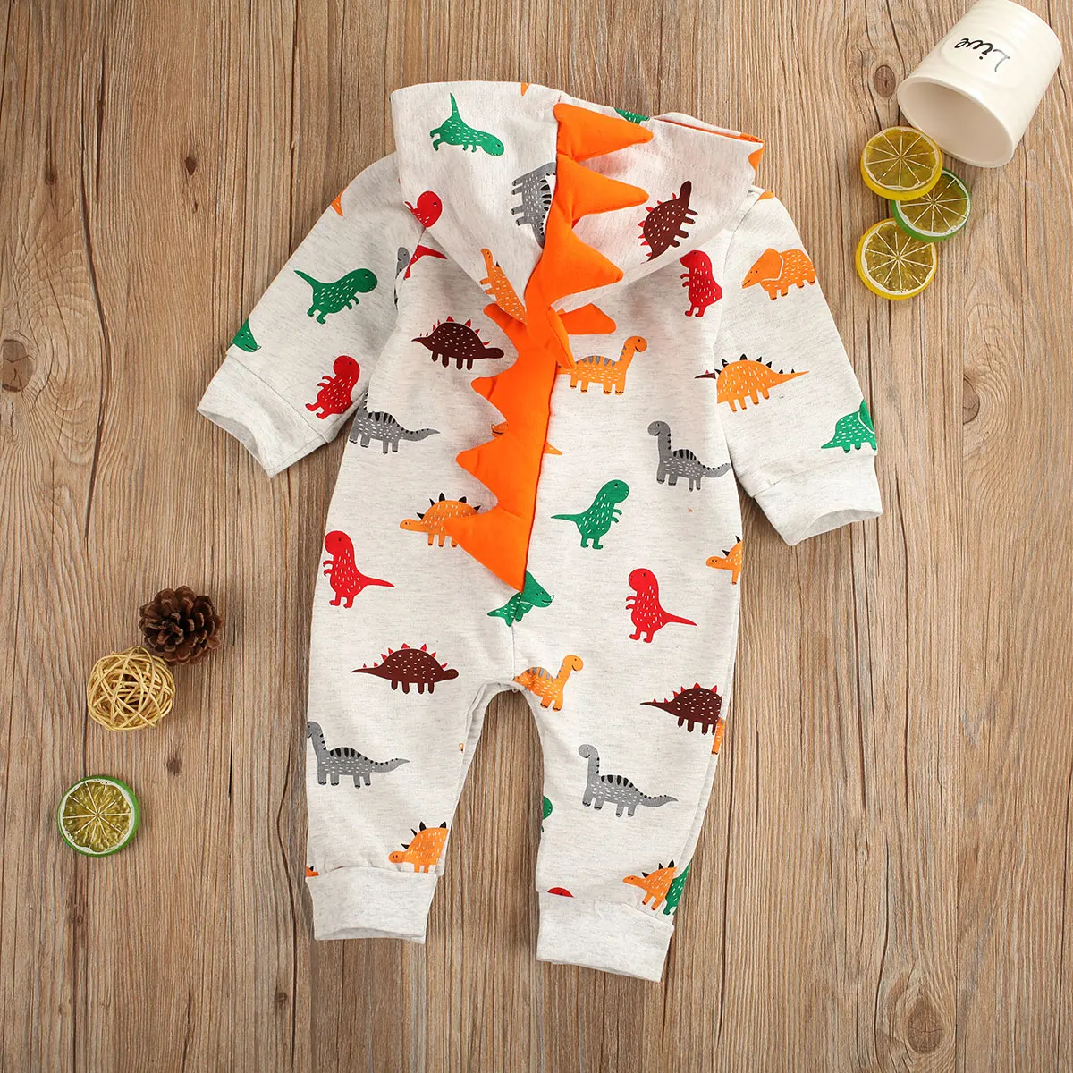 Pudcoco/Одежда для новорожденных мальчиков и девочек; комбинезон с капюшоном и 3D-принтом динозавра из мультфильма; комбинезон на пуговицах; комплект из одного предмета; одежда из хлопка