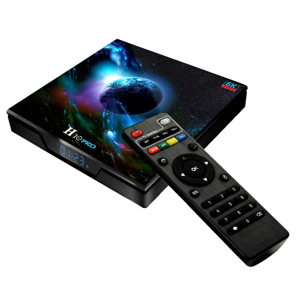 4+ 64 ГБ приставка четырехъядерный 64-разрядный 6K HDMI Smart tv box Android 9,0 OS 1080P HD ТВ приставка Встроенный 2,4G пульт дистанционного управления