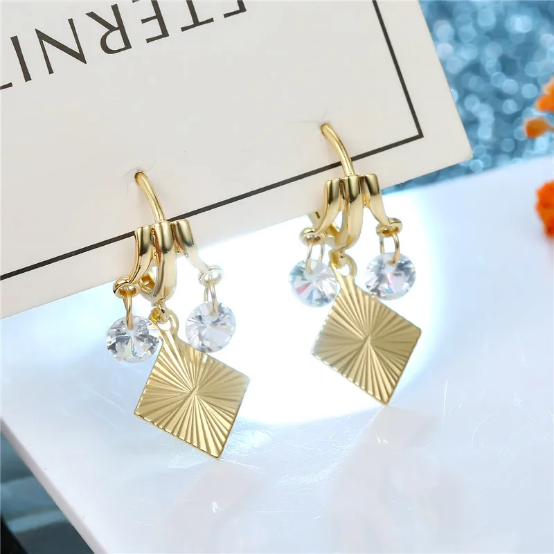gold color square Dayoff панковские геометрические кольца-кольца в виде звезды, новые модные простые женские ювелирные изделия, маленькие круглые серьги с кристаллами, серьги, aros mujer, oreja E546 - Окраска металла: gold color square