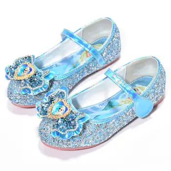 

Disney Girls Shoes Bling Wedding Shoes Baby Girl Princess Elsa Shoes Kids Flats Frozen Toddlers Flats Anti-skid Dance shoes