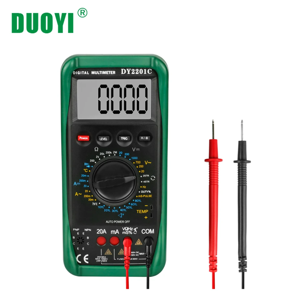 Цифровой мультиметр DUOYI DY2201C измеритель оборотов в двигателе сопротивление
