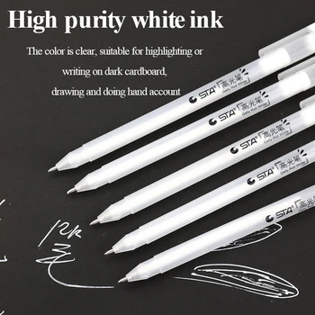 

STA 7105 White Highlight Pen 1.0MM Gel Pen Student Sketch/Drawing/Graffiti Art Markers Comic Design Hook Liner Pen Art Supplies