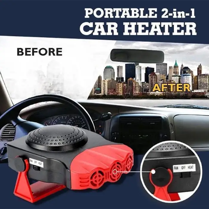 Нагреватель воздуха для автомобиля Defroster 12V отопление 150 Вт красный/черный и 0,4 кг охлаждающая машина