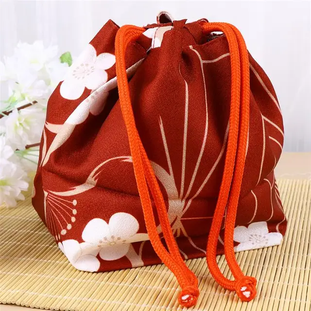 Japanese Bag Coin Purse Pouch Fabric String Kimono Drawstring