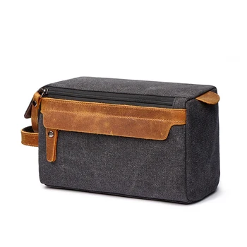 

Men Travel Canvas Shaving Kits Cosmetic Makeup Organizer Women Toiletry Bag with Double Compartments Kosmetyczka Beauty Case