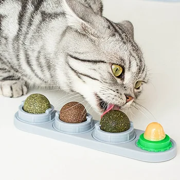

Cat Licking Catnip Cat Candy Spinning Snack Toy Ball Energy Ball Toy To Help Digest Cat Snacks Cat Toy