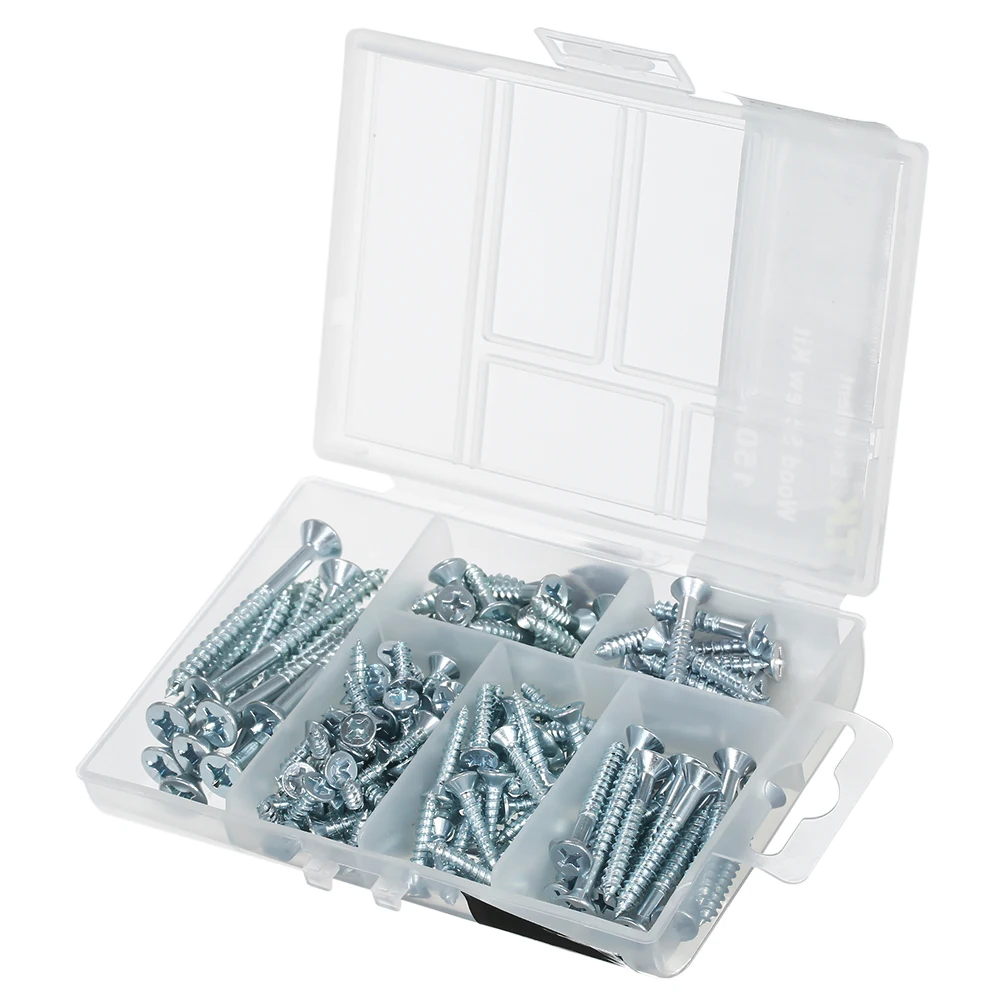 

150pcs Wood Screw Set Phillips Flat Head Wood Screws Kit Countersunk Head Cross Screw Set