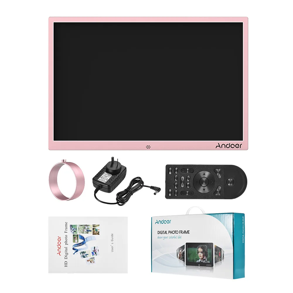 Andoer 15.4" LED Digital Photo Frame 1280* 800 1080P Video Random Play Aluminum Alloy w/Remote Control Christmas Birthday Gift