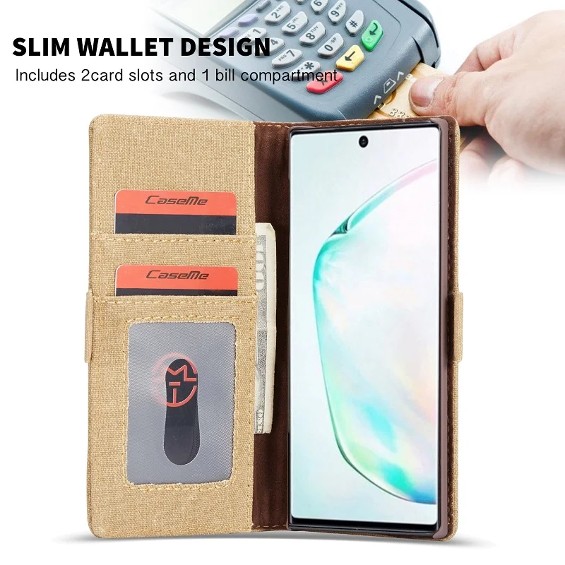 Роскошный джинсовый холщовый чехол для samsung galaxy S8 S9 S10 Plus S6 S7 edge note 8 9 10+ бизнес винтажный флип-кошелек держатель для карт чехол