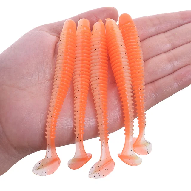 Proleurre Fishing Worm Soft Lures Jig Wobblers 5cm 7cm 9cm Easy Shiner For Carp Bass Artificial Double Colors Silicone Swimbait E