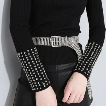 

Fashion Full Water Drill waistband Solid Strap Belts Stylish Women Button Belt Female Charm Waist Belts Clothing Accessories