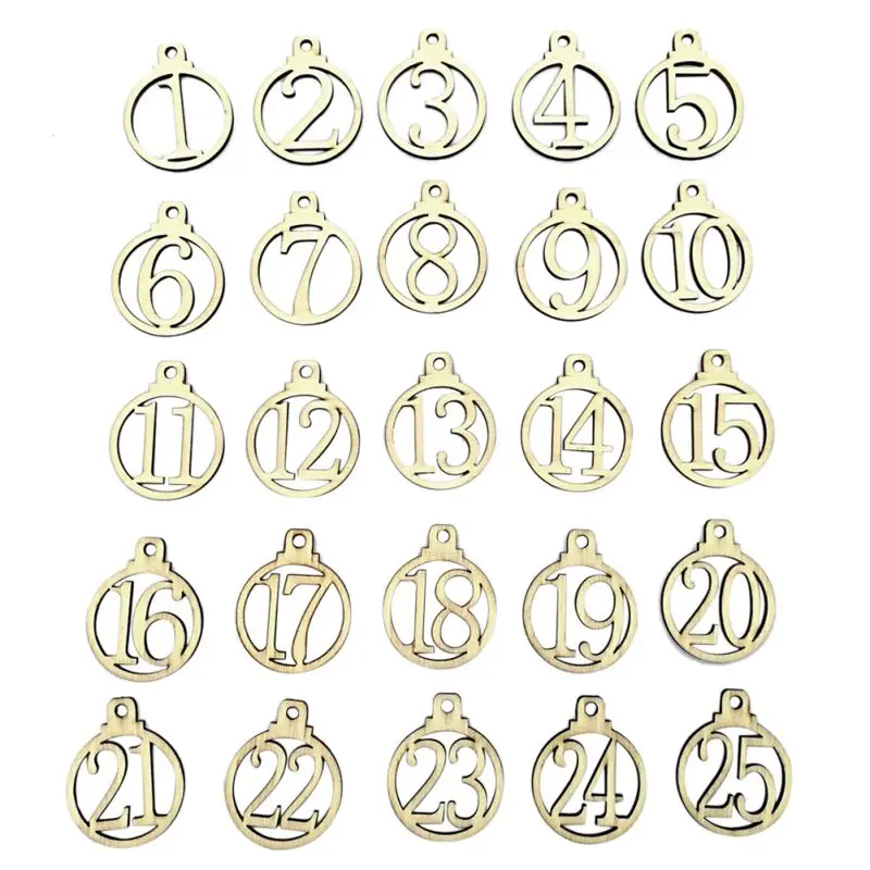 Деревянные Подвески с цифровым обратным отсчетом и календарем 25 шт.|Кулоны