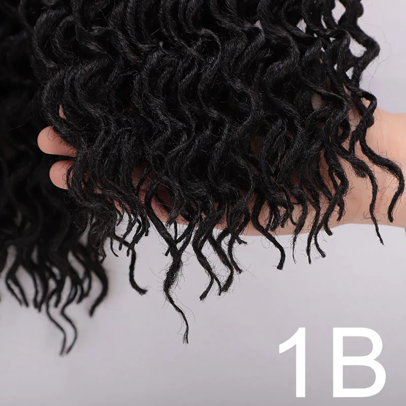 # 1B Элегантный Муз Faux locs Curly накладные волосы на крючке, затененные, волосы синтетический эффектом деграде(переход от темного к каштановые волосы для наращивания 18 дюймов 24 подставки для плетения волос - Цвет: # 1B