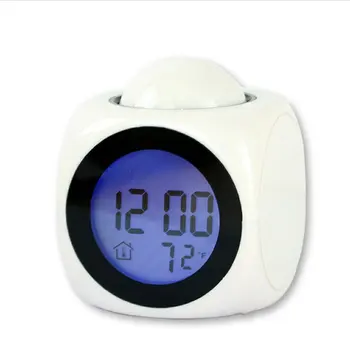 

Creative lazy LED projection clock voice timekeeping electronic alarm clock 24 Hour Display Battery Backup