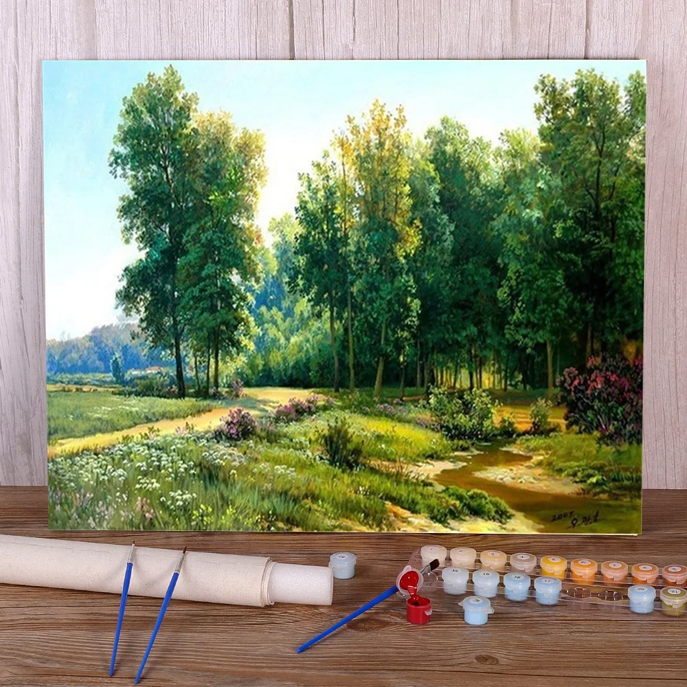 Landscape Nature DIY Painting By Numbers Set Oil Paints 50*70 Canvas