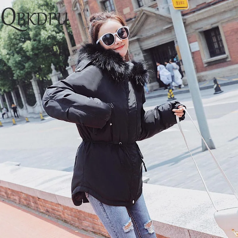 

Loose Plus Size Winter Warm Outwear Women Big Fur Collar Down Wadded Jacket Female Casual Parka Mujer Thickening Winter Coat