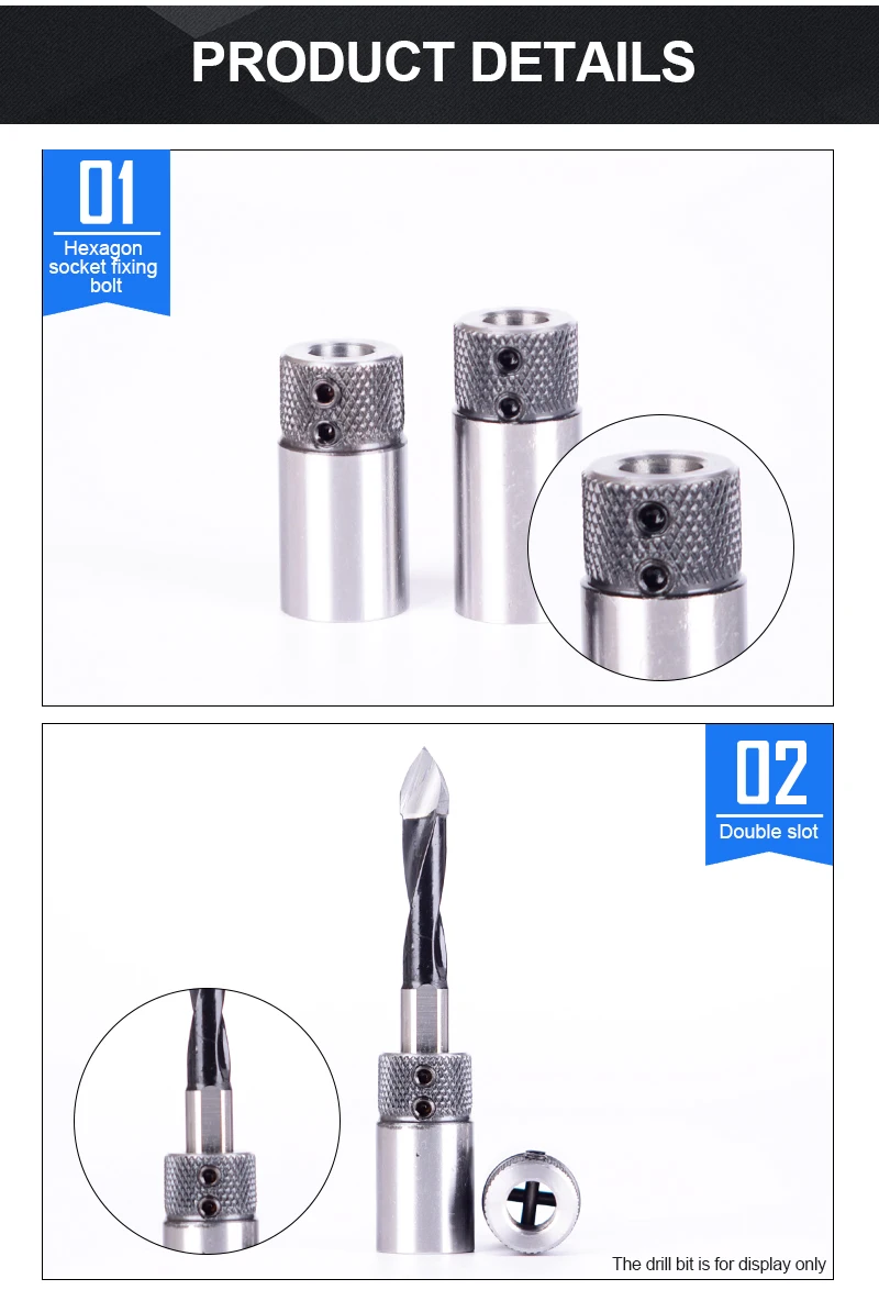 UCHEER 2pcs/set Woodworking Drill Bit Row Cross Sleeve Row Drill Clamp Sleeve Base on Drilling Rig