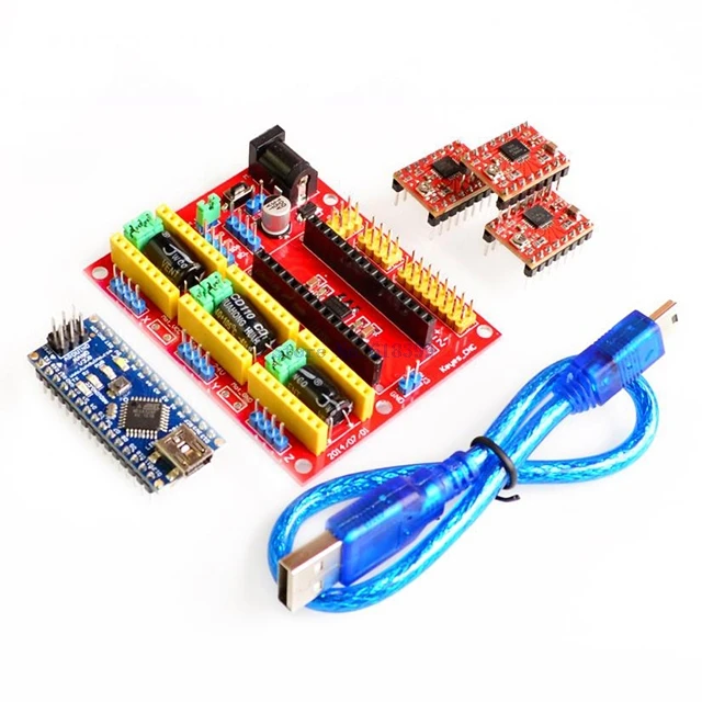 

A2-- 3DV4 CNC Shield V4 + Nano 3.0 + 3pcs A4988 Reprap Stepper Drivers Set for Arduino