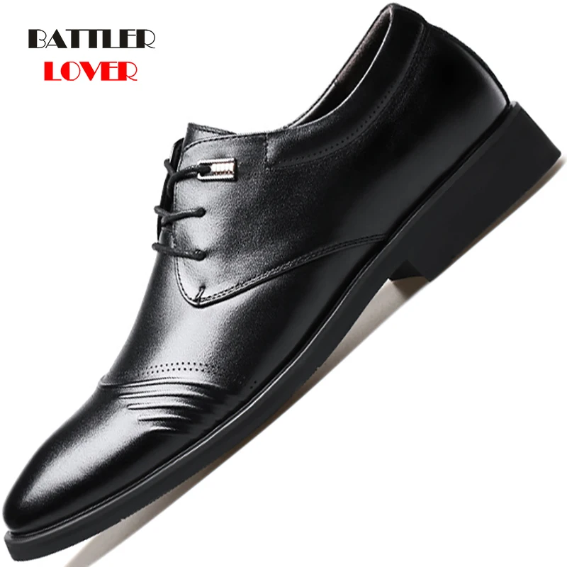 2020 Men Formal Shoes Genuine Leather Business Casual Shoes High Quality Men Dress Office Luxury Shoes Male Breathable Oxfords
