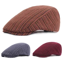 Мужчины женщины регулируемые шапки газетчик Кепка открытый зимний, теплый, полосатый берет