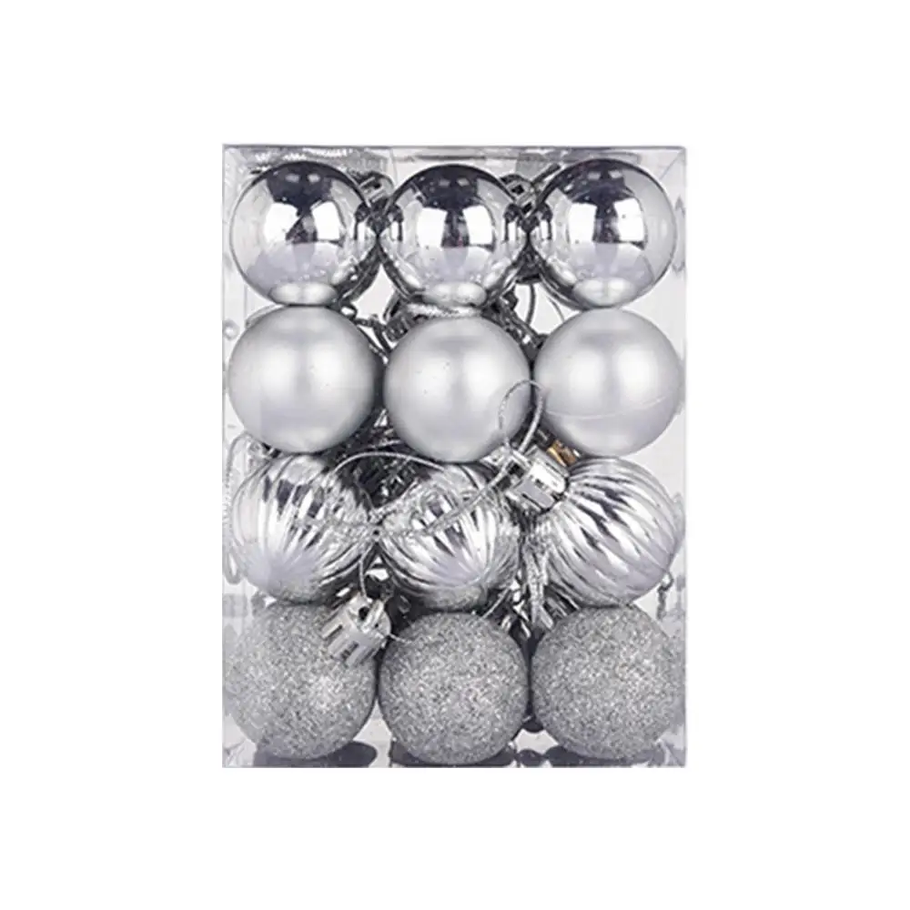 24pcs/lot 30mm Christmas Tree Decor Ball Bauble Hanging Xmas Party Ornament Decorations for Home Christmas Party Supplies&xs - Цвет: Silver