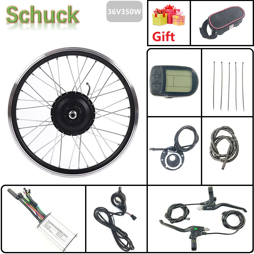 

Schuck Ebike Kit 36V350W Front Motor Wheel Electric Bicycle Conversion kit with LCD5 Display 16-28 inch 700C with Spoke and Rim