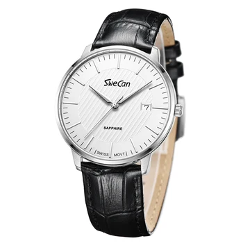 

5atm Water Resistant Genuine Leahter Strap Sapphire Glass Luxury 7.8mm Ultra Thin Fashion Quartz Mens Wrist Watches 40mm