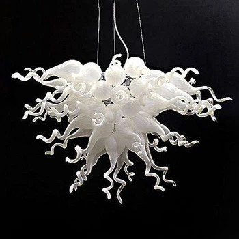 

Modern White Lampshade Chandelier Handmade Blown Glass Pendant Lamps Italy Glass Hanging LED Cheap Lighting for Home Decor