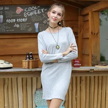 ^^Best Offers Long pullover2019sweater autumn and winter sweater dress new large size robe pull solid color long-sleeved knit dress ^^Best Offers Long pullover2019sweater autumn and winter sweater dress new large size robe pull solid color long-sleeved knit dress